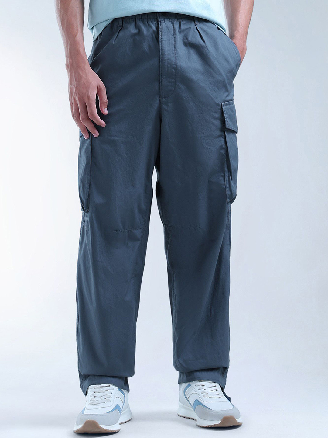 Flying Machine Men Relaxed Pleated Cargos Trousers - Image 1