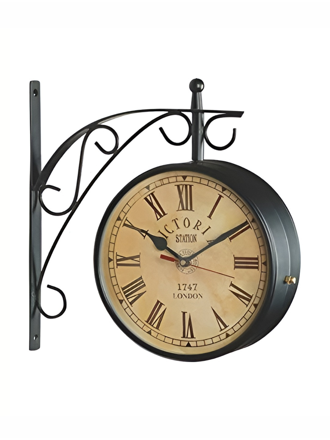 Nutts Black Metal Large Display Round Battery Analogue Wall Clock-25.4cm