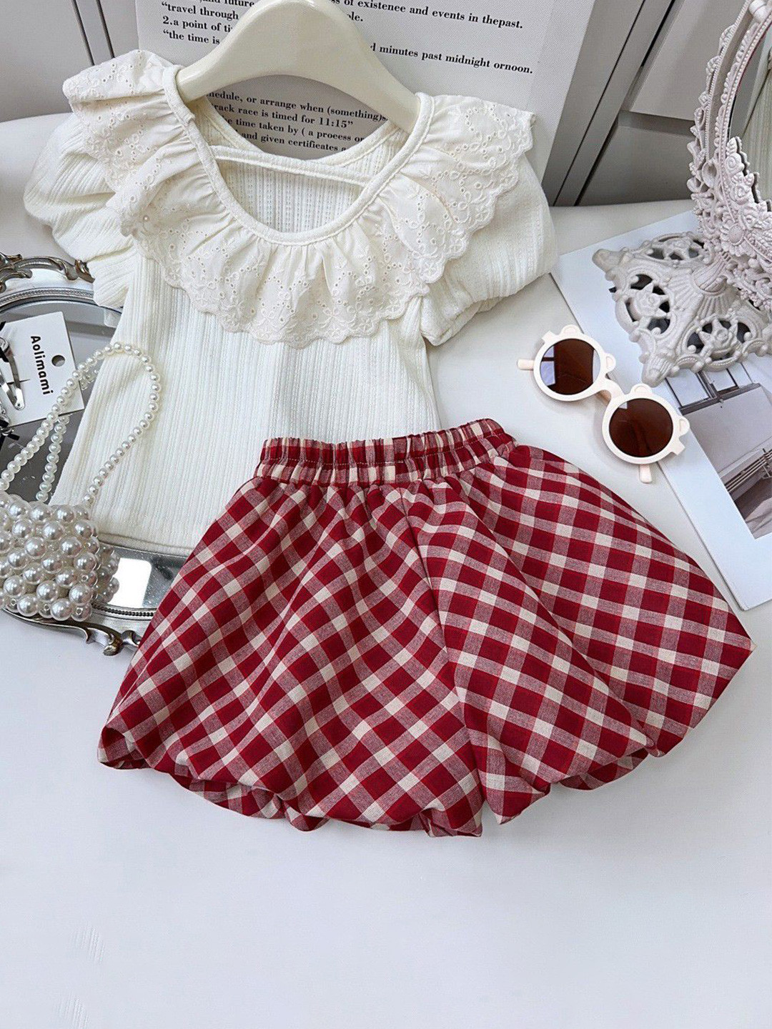 StyleCast x Revolte Girls V-Neck Frill Top With Skirt