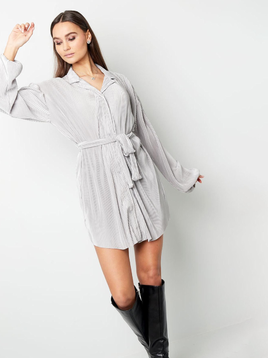 Greenishpink Women Striped Comes with a belt Shirt Dress