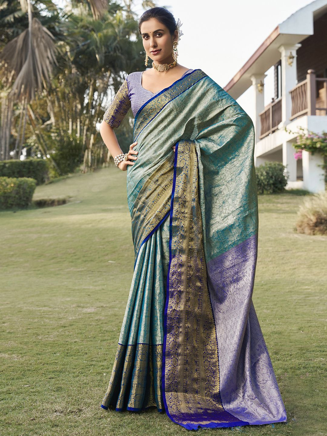 Satrani Women Ombre Printed Banarasi Saree