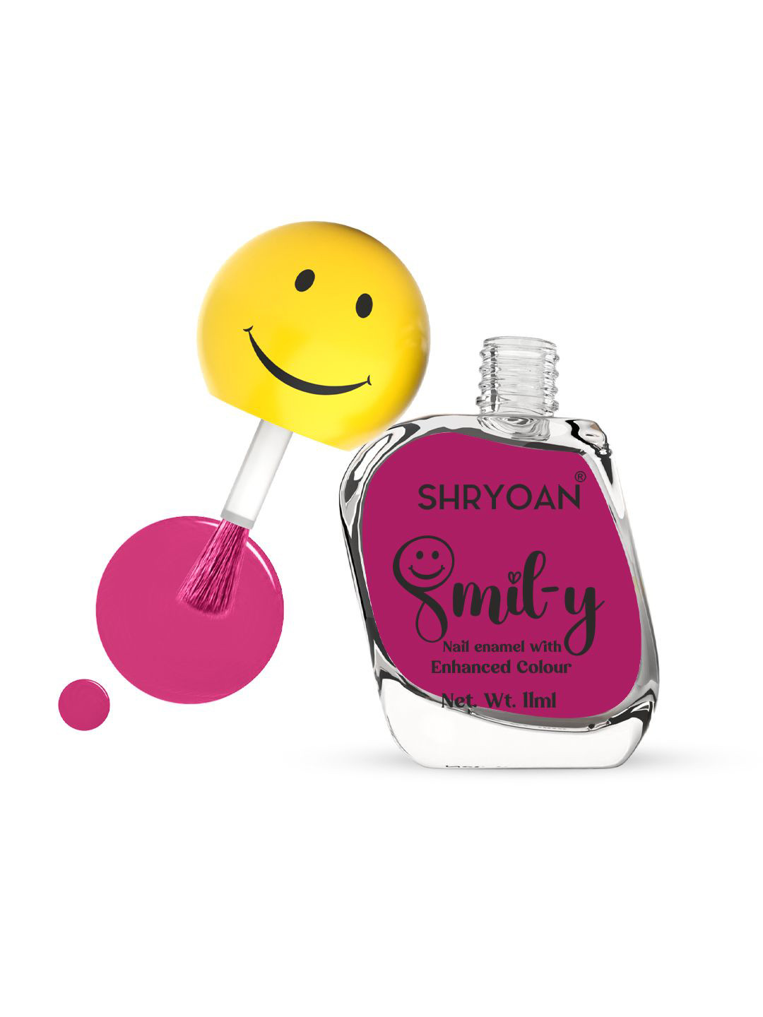 SHRYOAN Smiley Ultra Glossy Long Lasting Nail Polish - 11 ml-  Deep Pink - 42