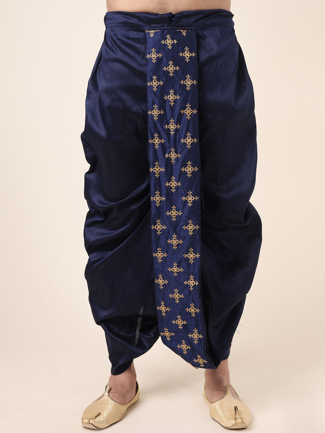 W & G Mens Silk Relax Fit Embroidered Ethnic Designer Dhoti