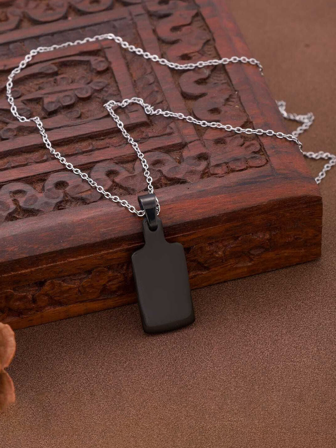 SZN Brass-Plated Rectangular Shape Pendants with Chains