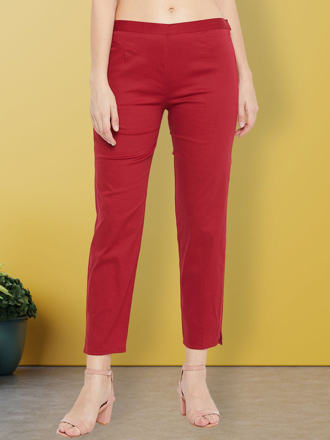 all about you Women Cotton Smart Easy Wash Regular Trousers