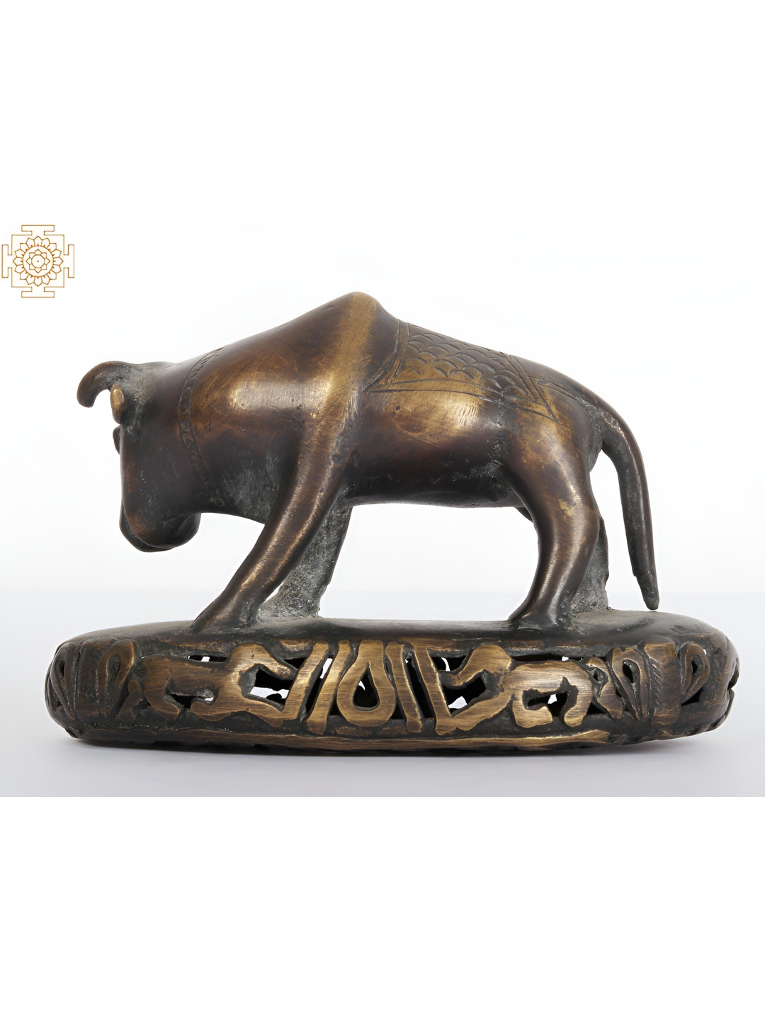 Exotic India Bull Design Jhama Foot Scrubber Black Bronze Metallic Living Room Tiny Showpiece - 2.5 Inches