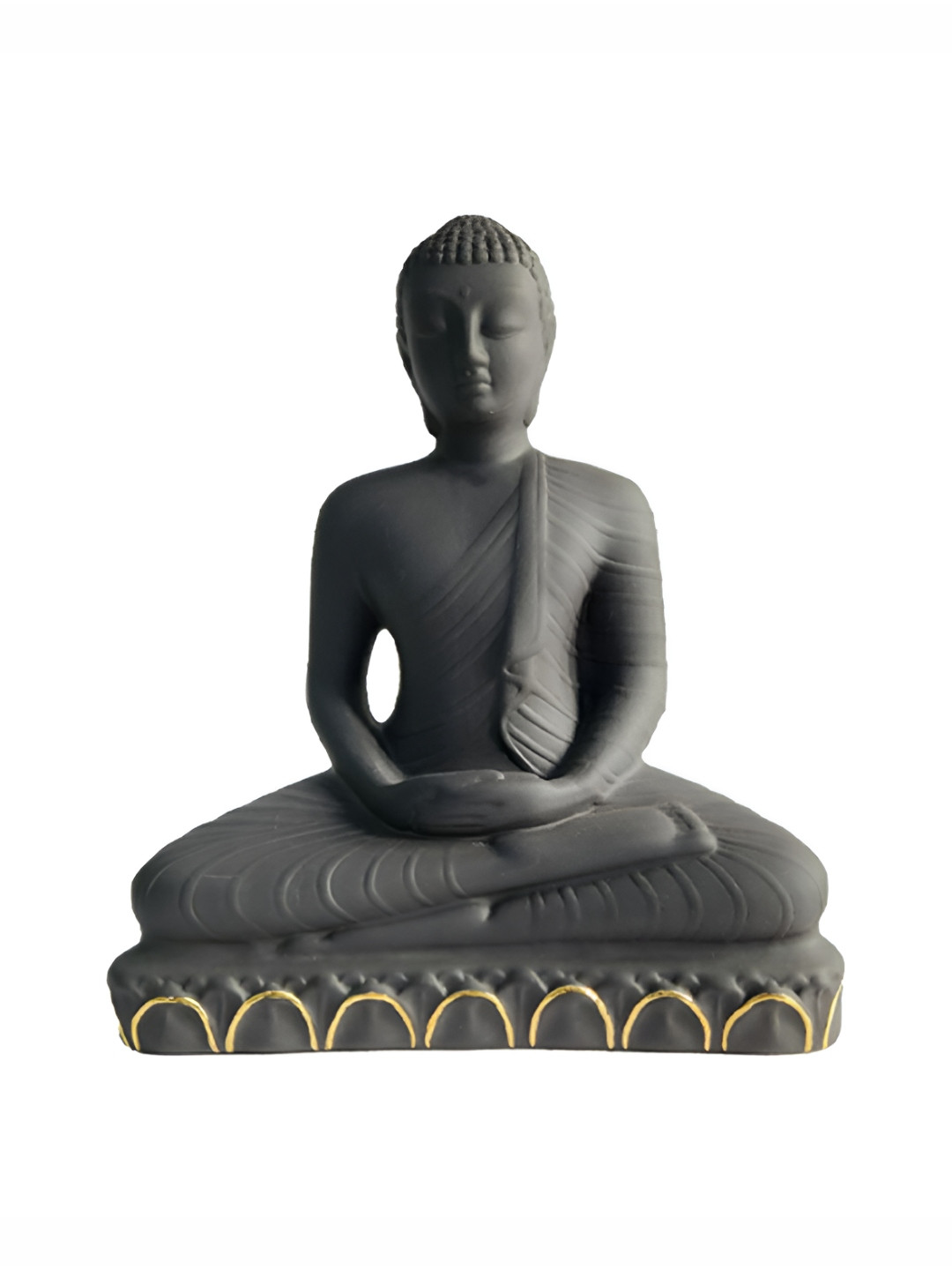 Azul Meditating Figure Black Polyresin Matte Living Room Medium Showpiece - 8.5 Inches