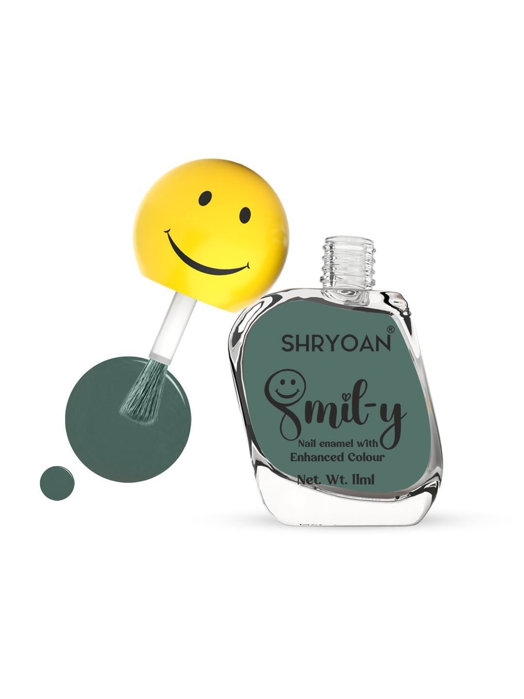 SHRYOAN Smily Ultra Glossy Long Lasting Nail Polish - 11 ml - Teal Gray - 27