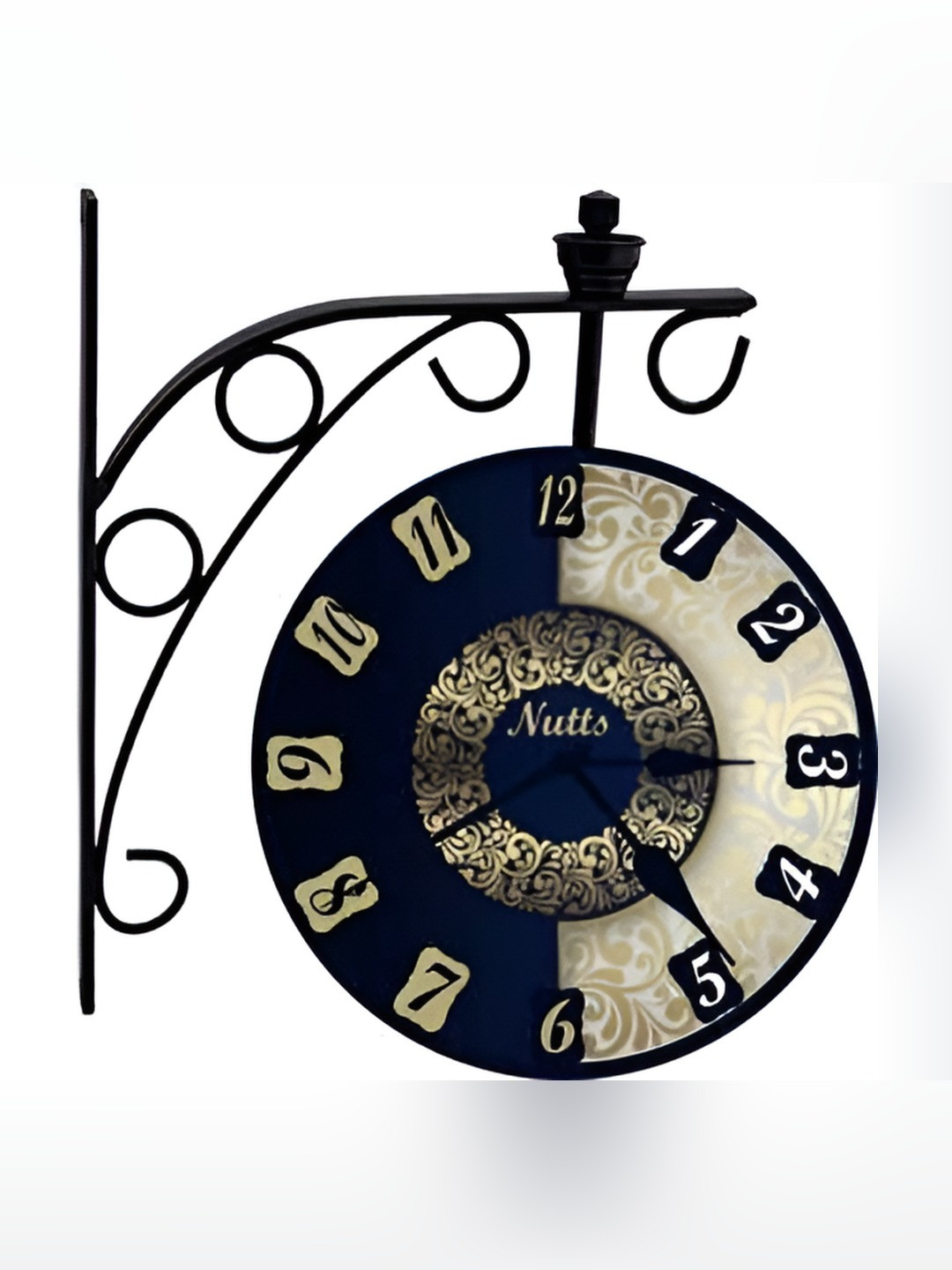 Nutts Black Metal Double Sided Round Battery Analogue Wall Clock-50.8cm