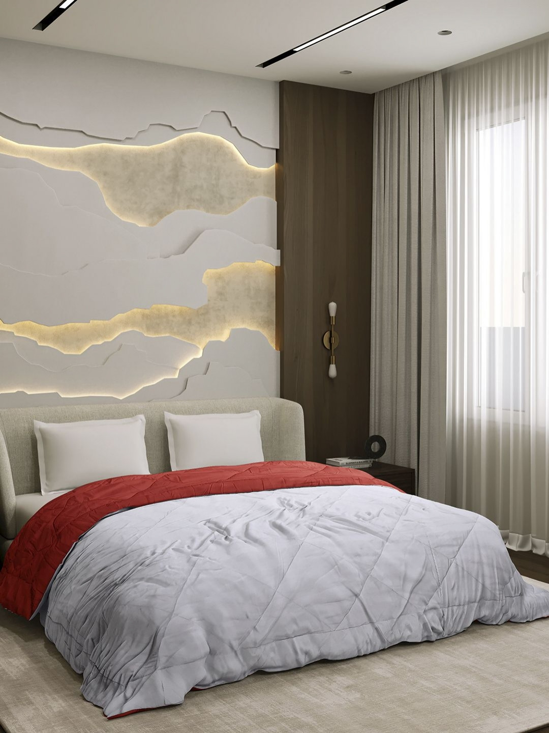 Monte Carlo Red & Grey AC Room Double Bed Comforter