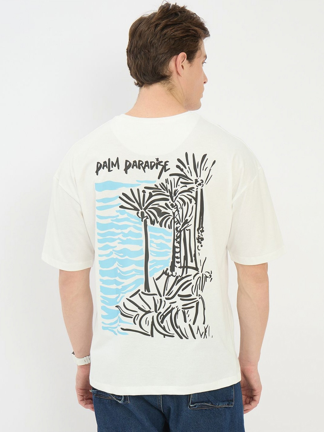 Mast & Harbour Graohic Printed Round Neck Short Sleeves Cotton Relaxed Fit T-shirt