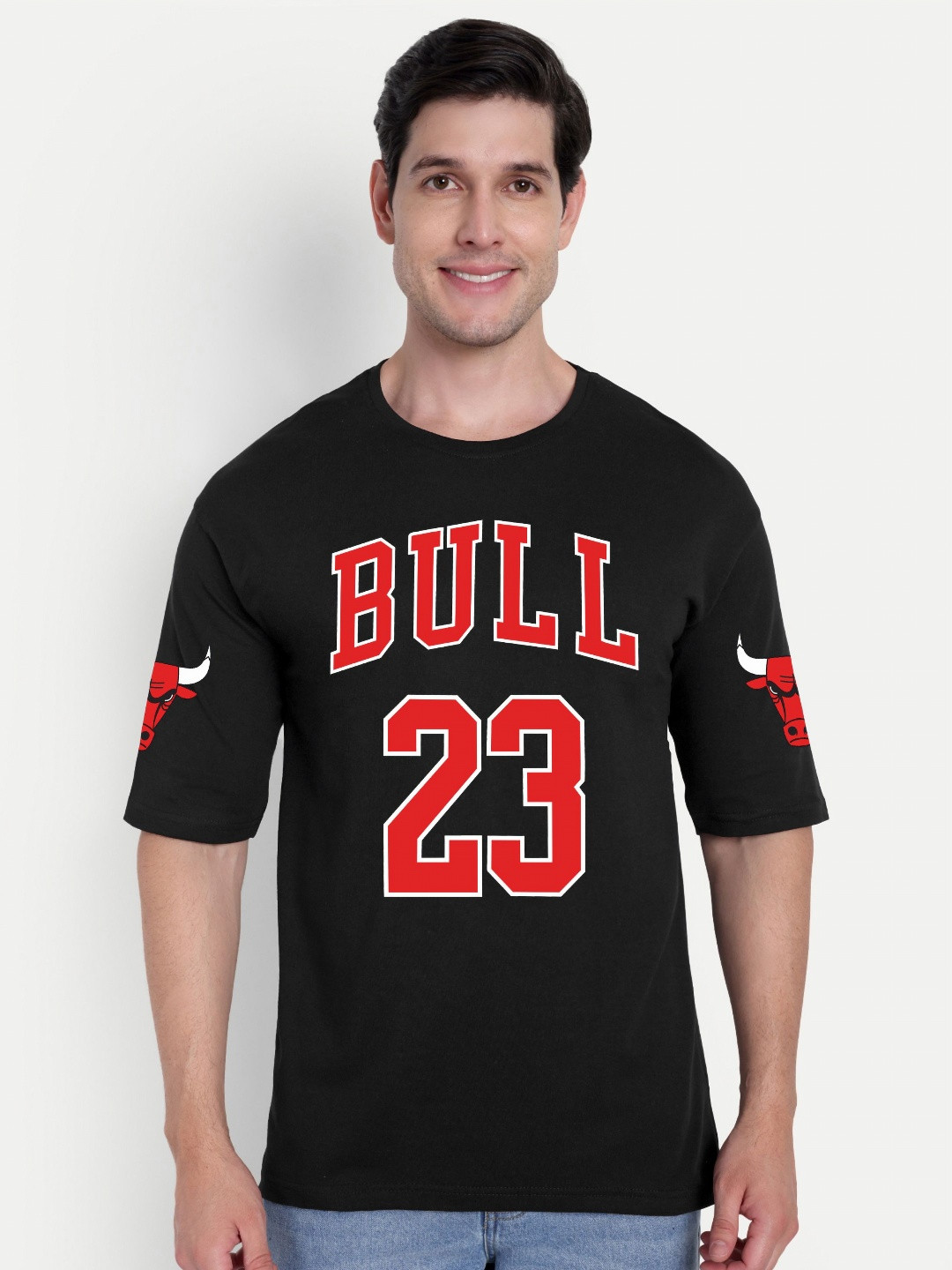 BENNY BROOKS Bulls Graphic Printed Oversized Cotton T-shirt