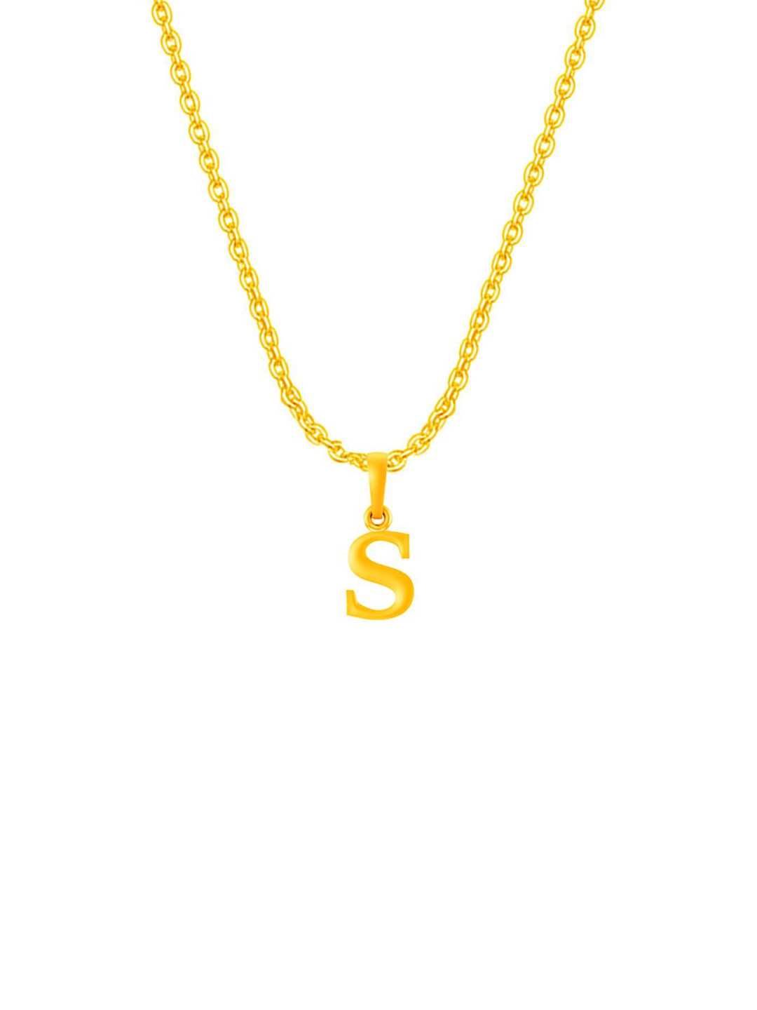 Metronaut 22KT Gold-Plated 92.5 Silver Contemporary S Alphabet Pendant with Chain