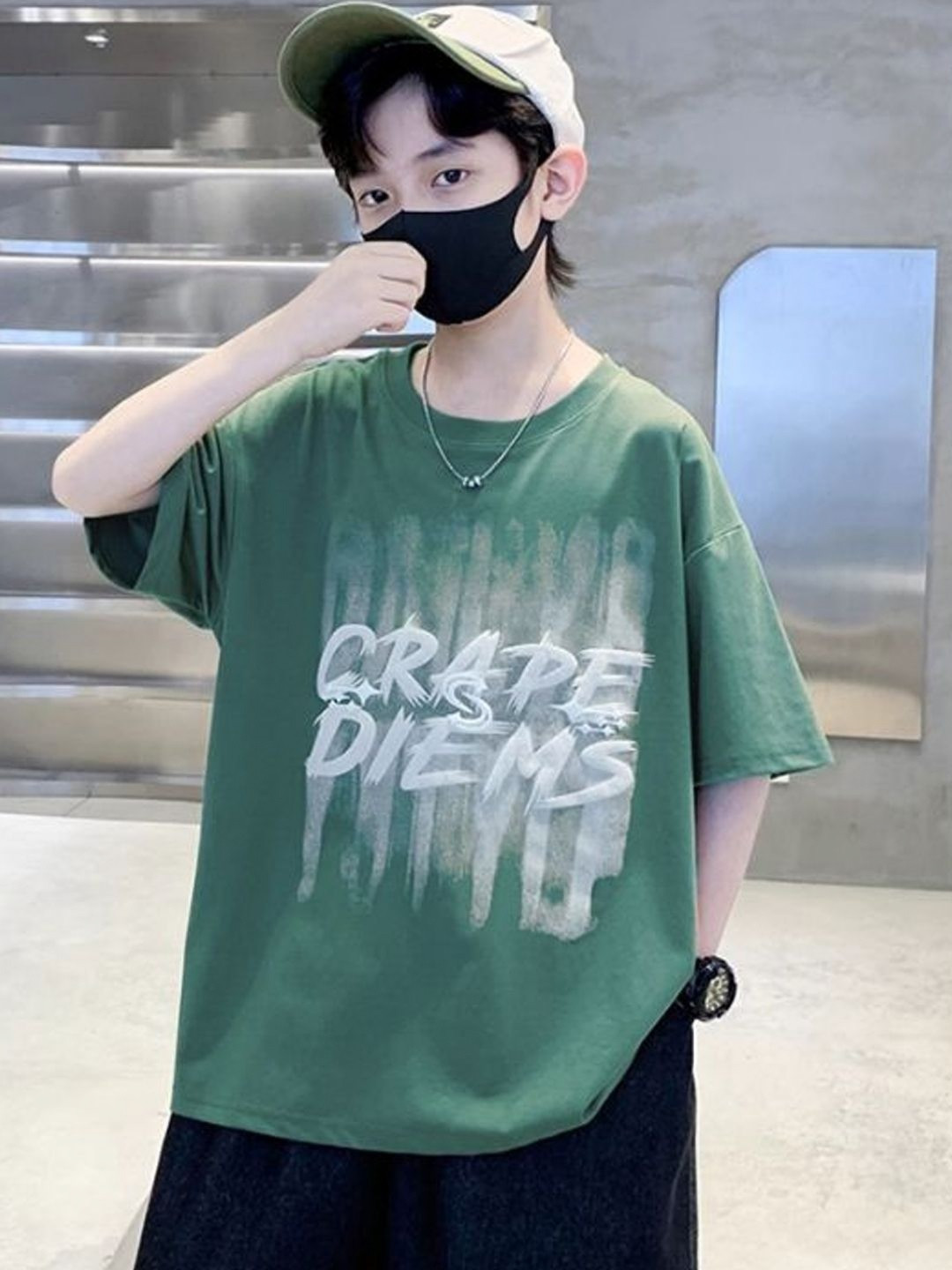 Xsole Boys Typography Printed Round Neck Cotton Oversized T-shirt