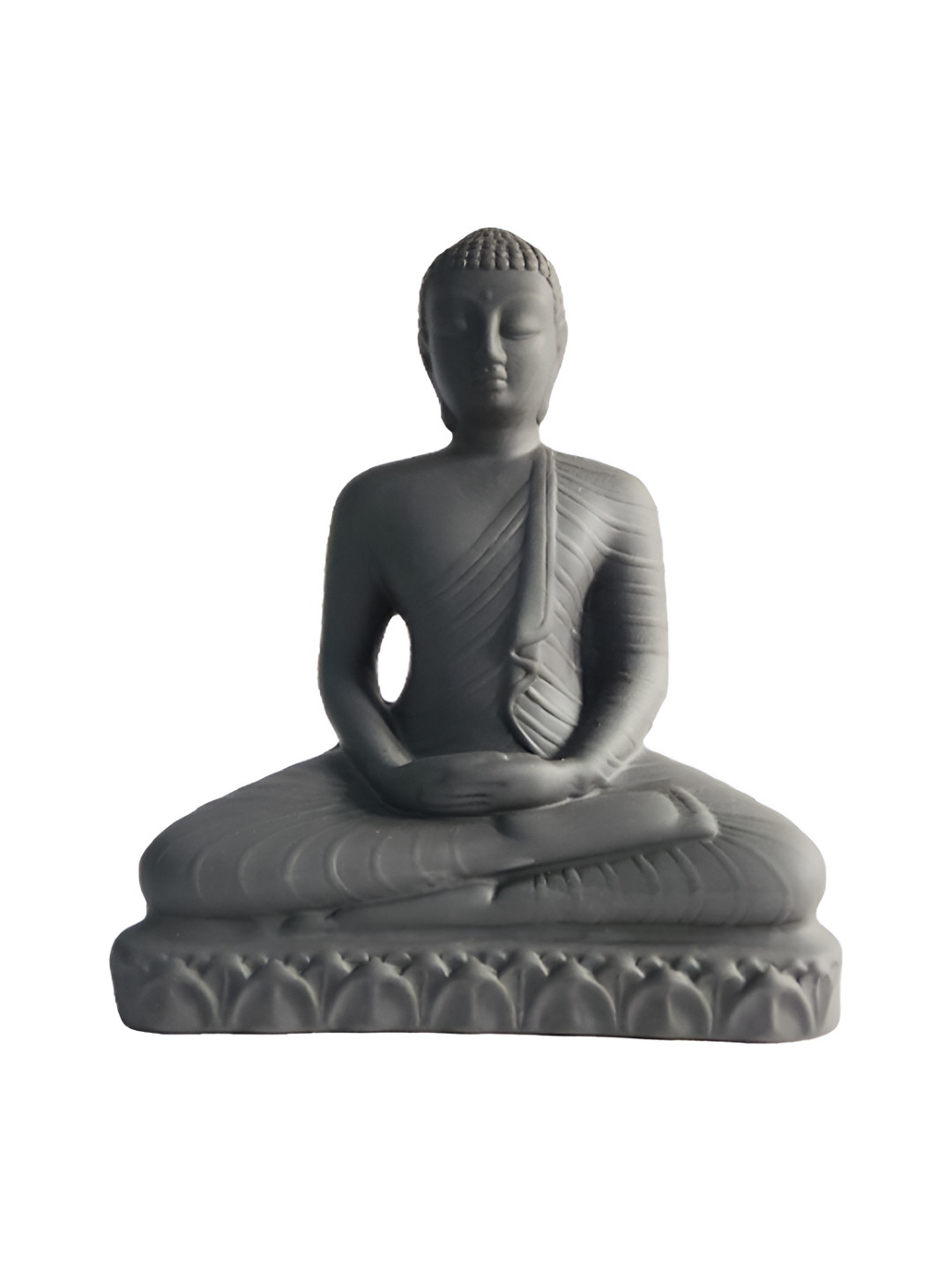 Azul Meditating Lord Buddha Black Polyresin Glossy Prayer Room Medium Showpiece - 8.5 Inches