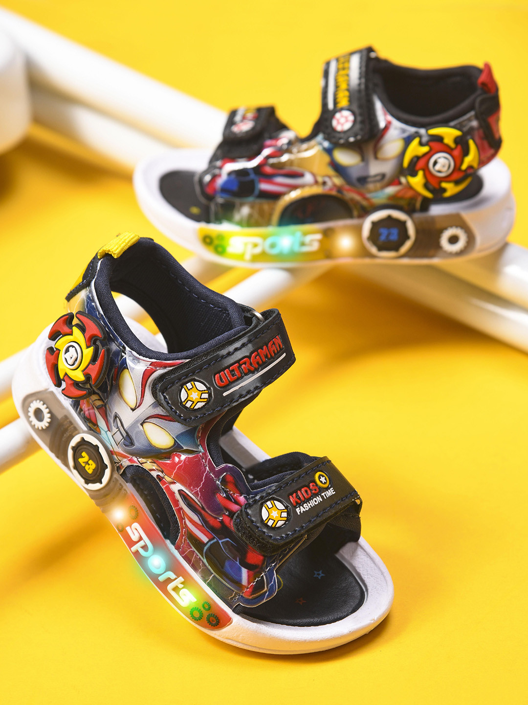 KATS Kids Printed LED Light Up Velcro Sandals