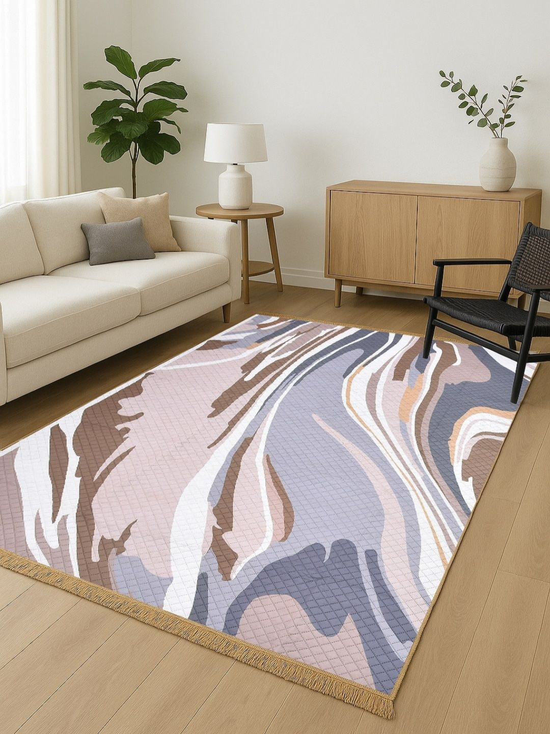 RRC Brown Abstract No Shredding Polyester Carpet