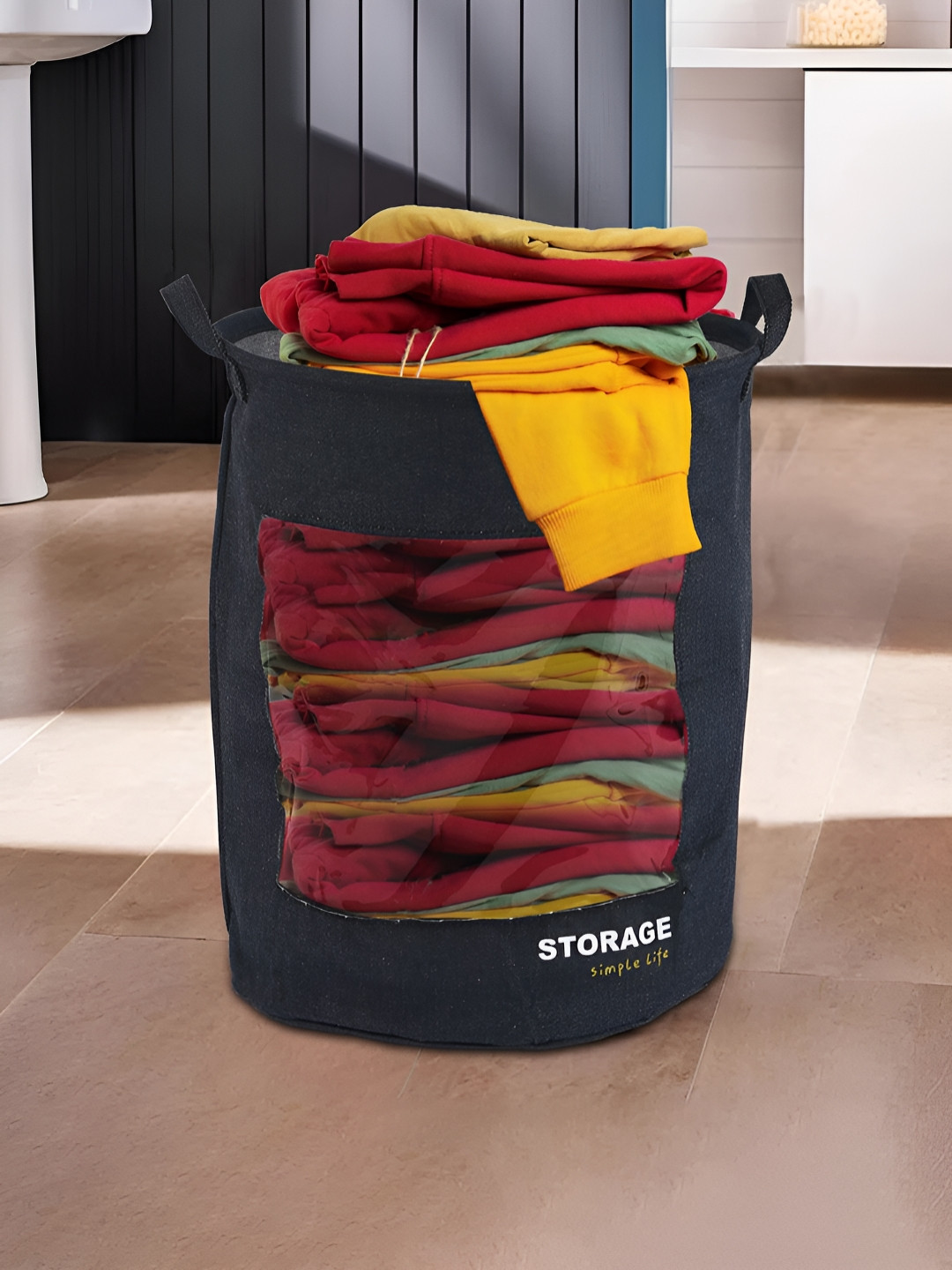 Myntra Elegant Homes Black Bathroom Tote Basket Organiser