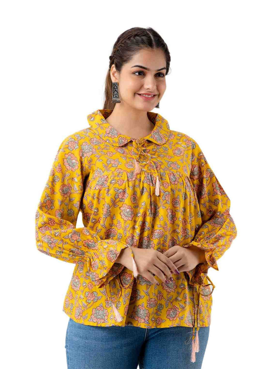 DMP EXPORT Women Floral Printed Daily Cotton A-Line Kurtas