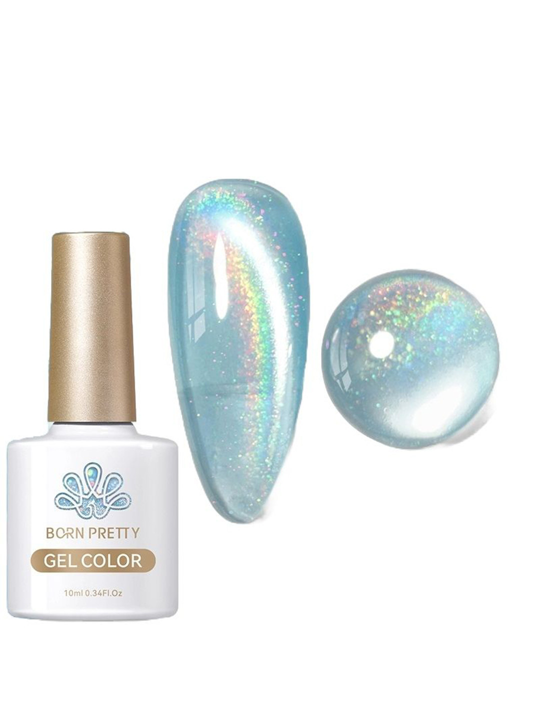 BORN PRETTY Water Light Rainbow Cat Eye Magnetic Gel Nail Polish- 10 ml- RW05