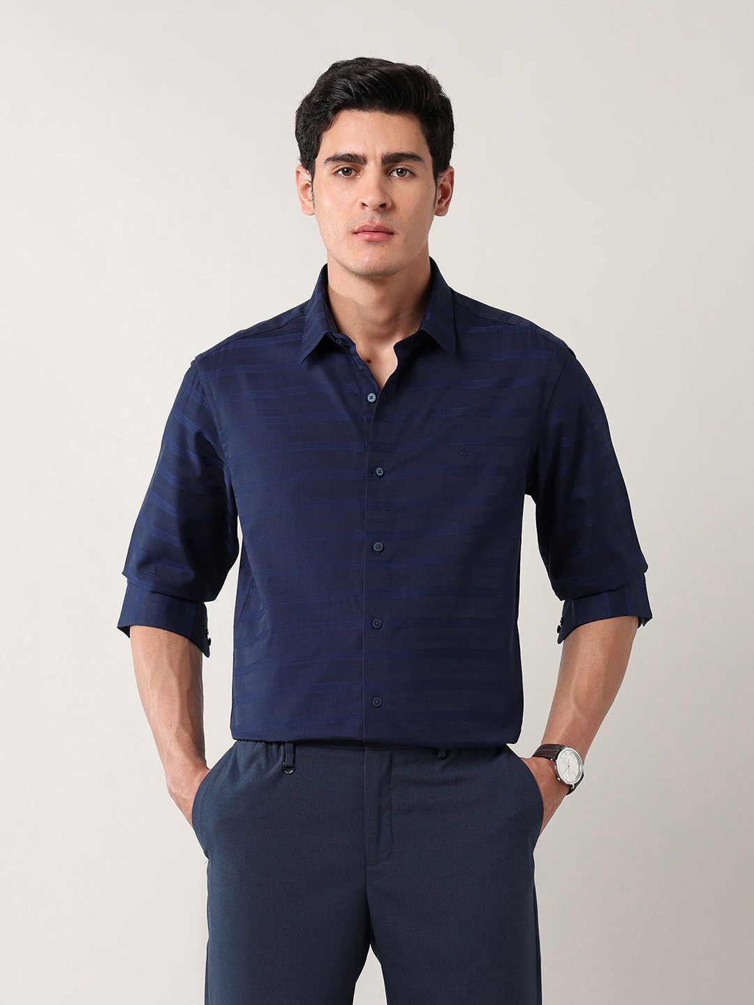 Arrow New York Horizontal Striped Horizontal Formal Shirt