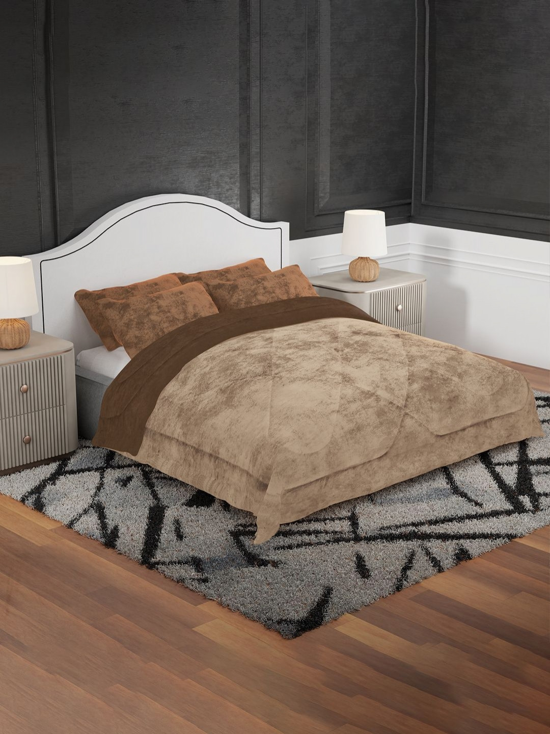 Myntra Elegant Homes Comforters Brown 300 GSM Reversible Double Bed Comforter