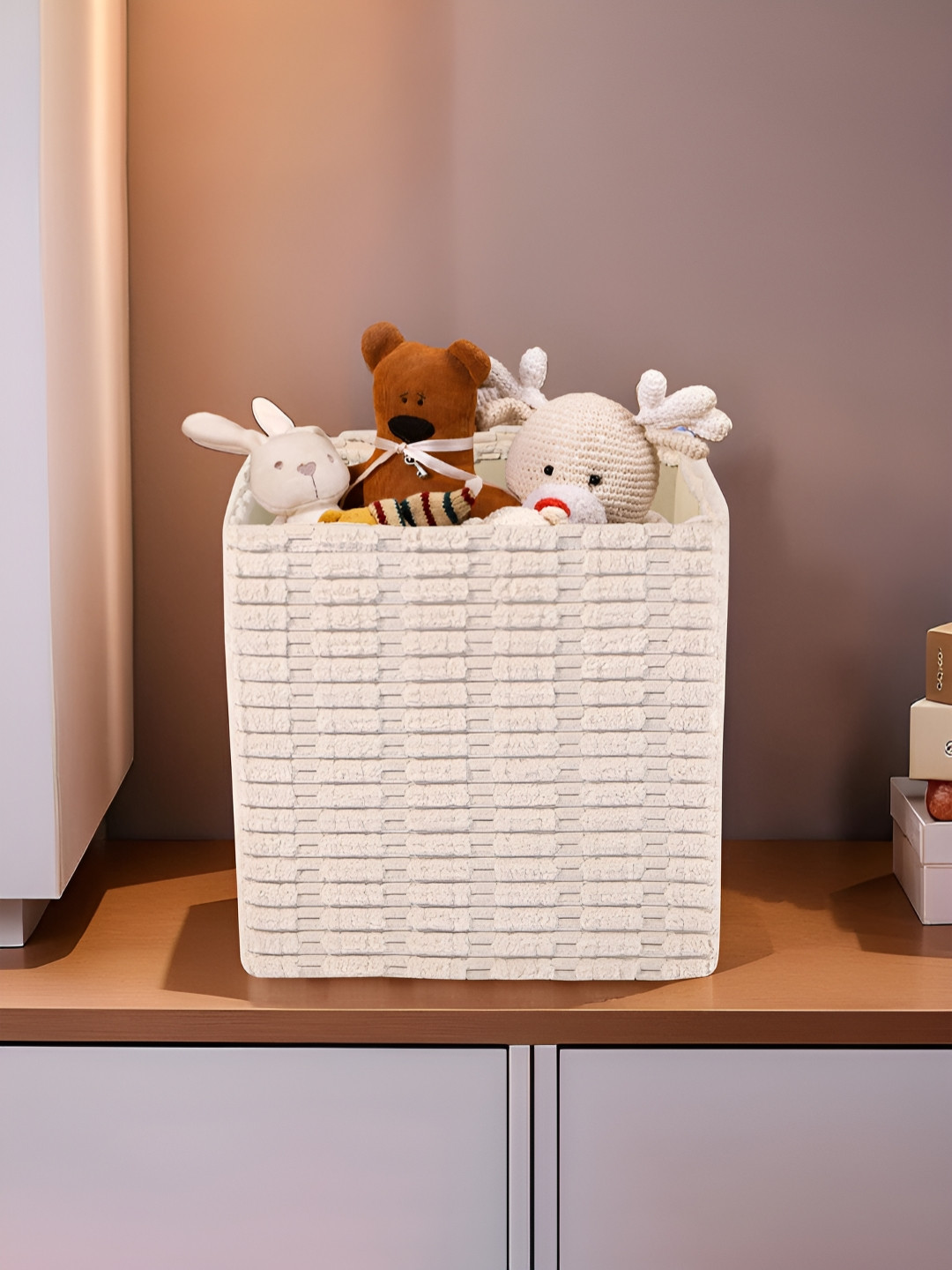 Myntra Elegant Homes White Living Room Tote Basket Organiser