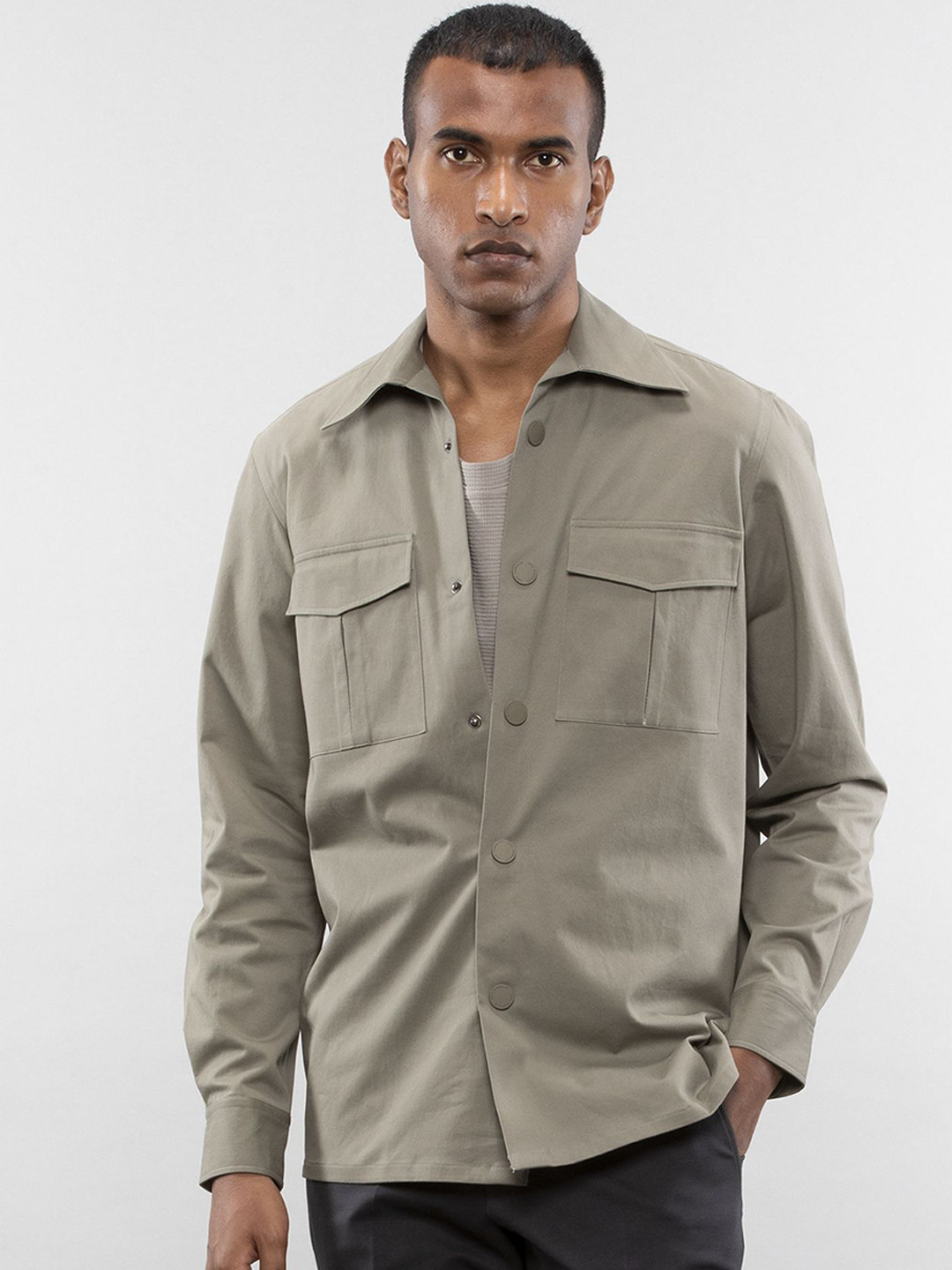 LOVE PANGOLIN Spread Collar Lightweight Open Front Jacket