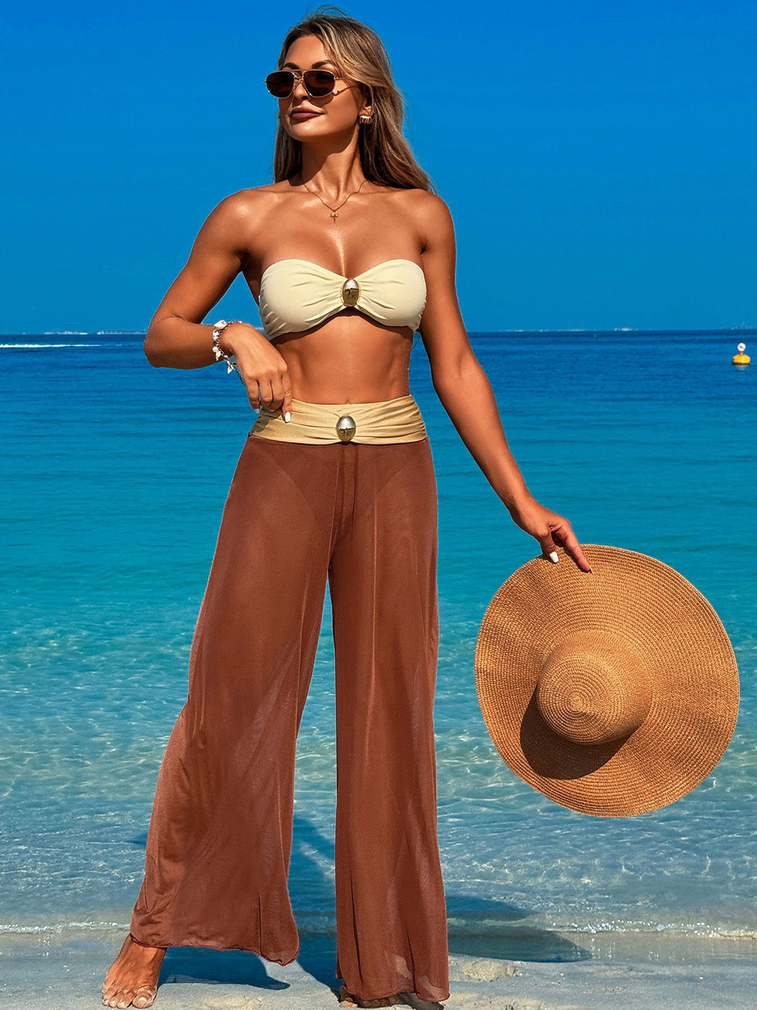 Plus Curvves Strapless Swimwear Coverup Set