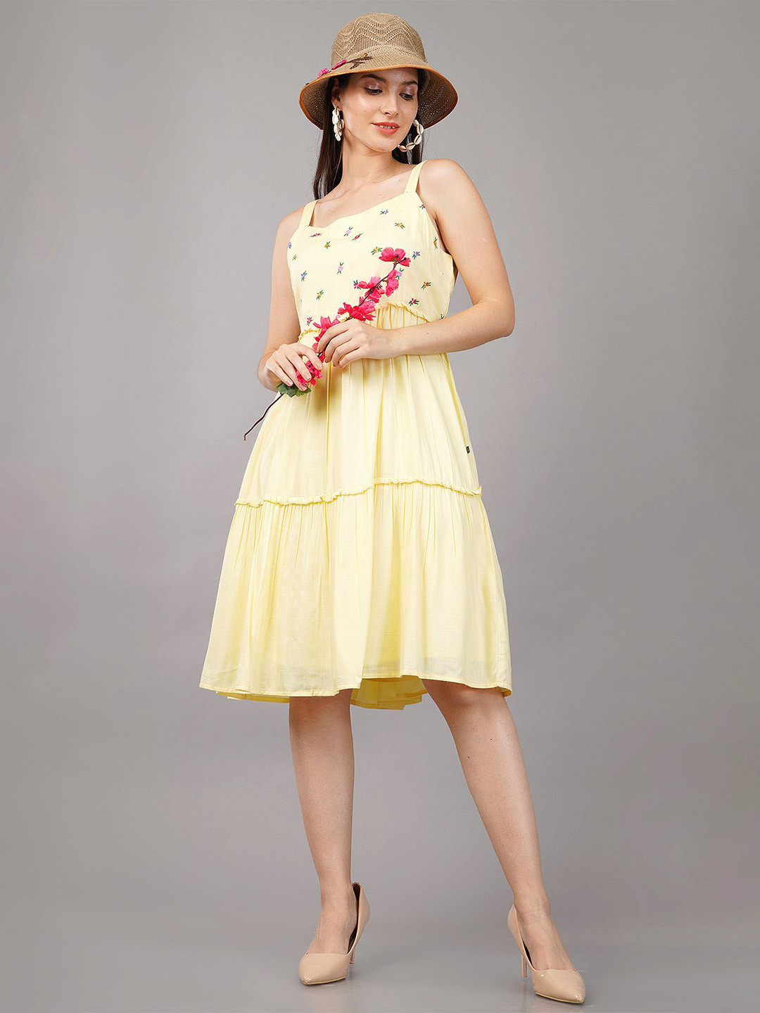 Shruthi Women Embroidered Liva A-Line Dress