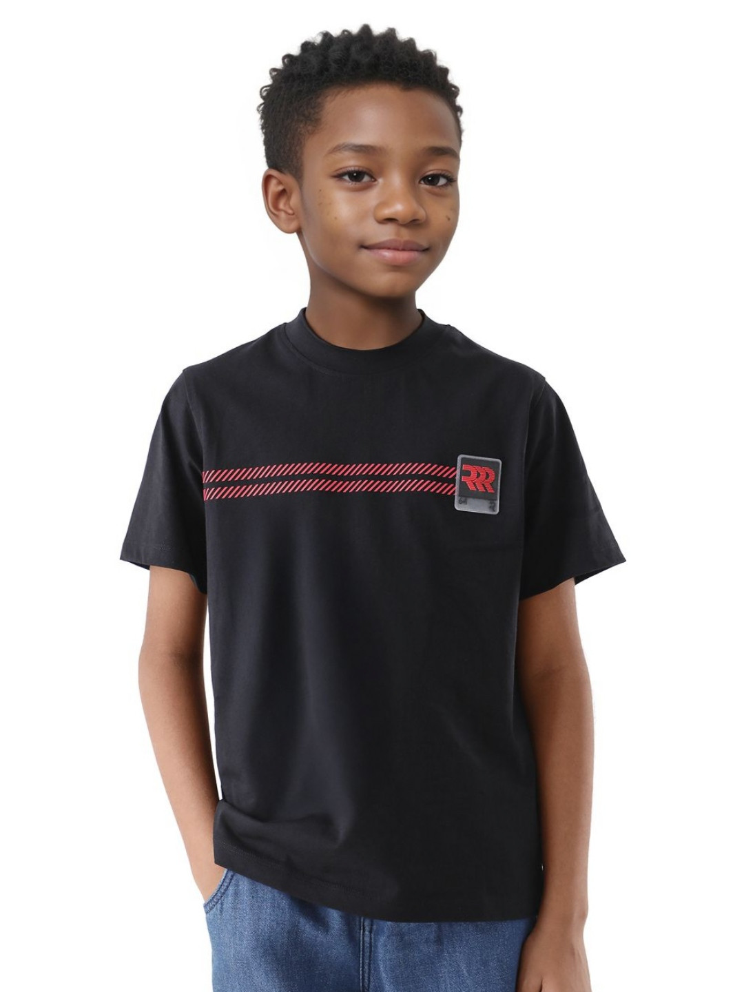 RARE ONES Rlash Boys Striped Round Neck Cotton T-shirt