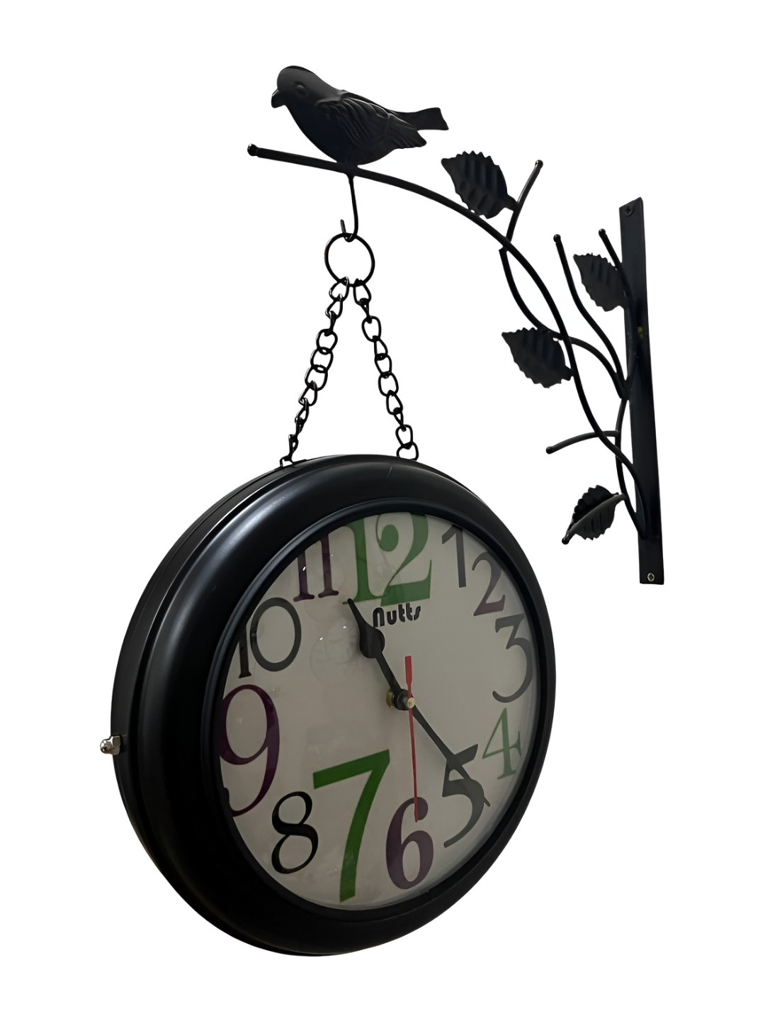Nutts Black Chain Bird Double Sided Analogue Vintage Wall Clock