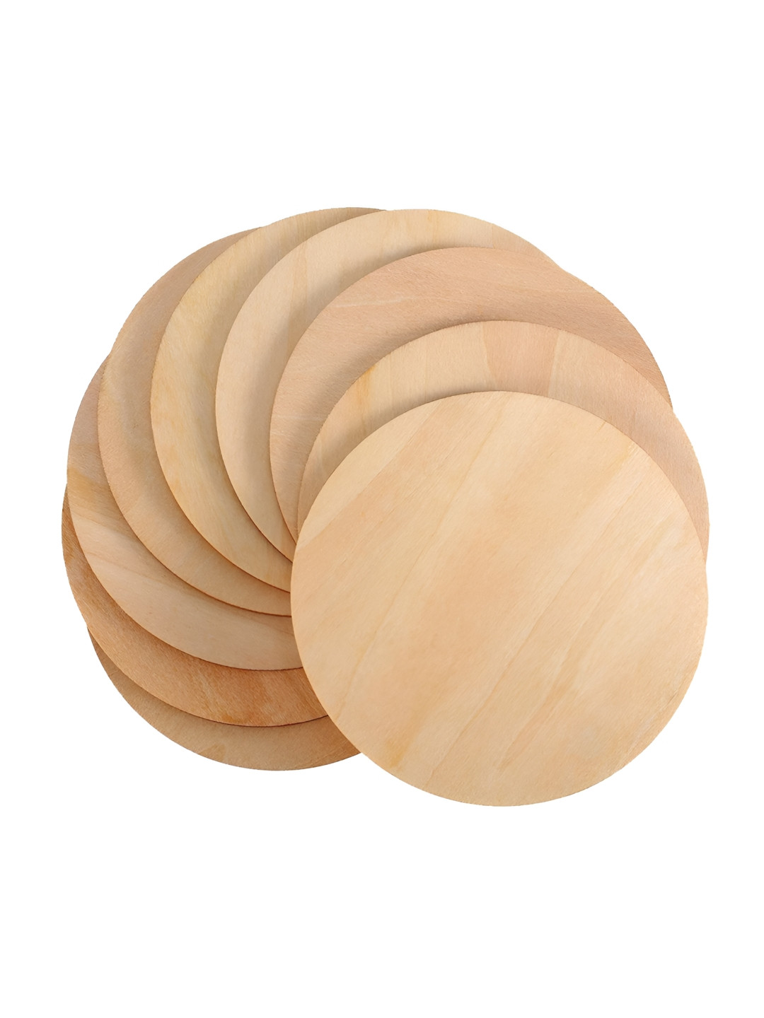 AURESSA 9Pcs Beige Round Wooden Coasters