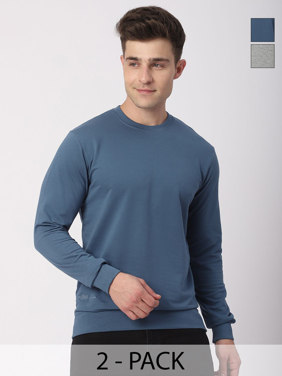 Stitch Hub Pack Of 2 Pure Cotton Full Sleeves T-shirts