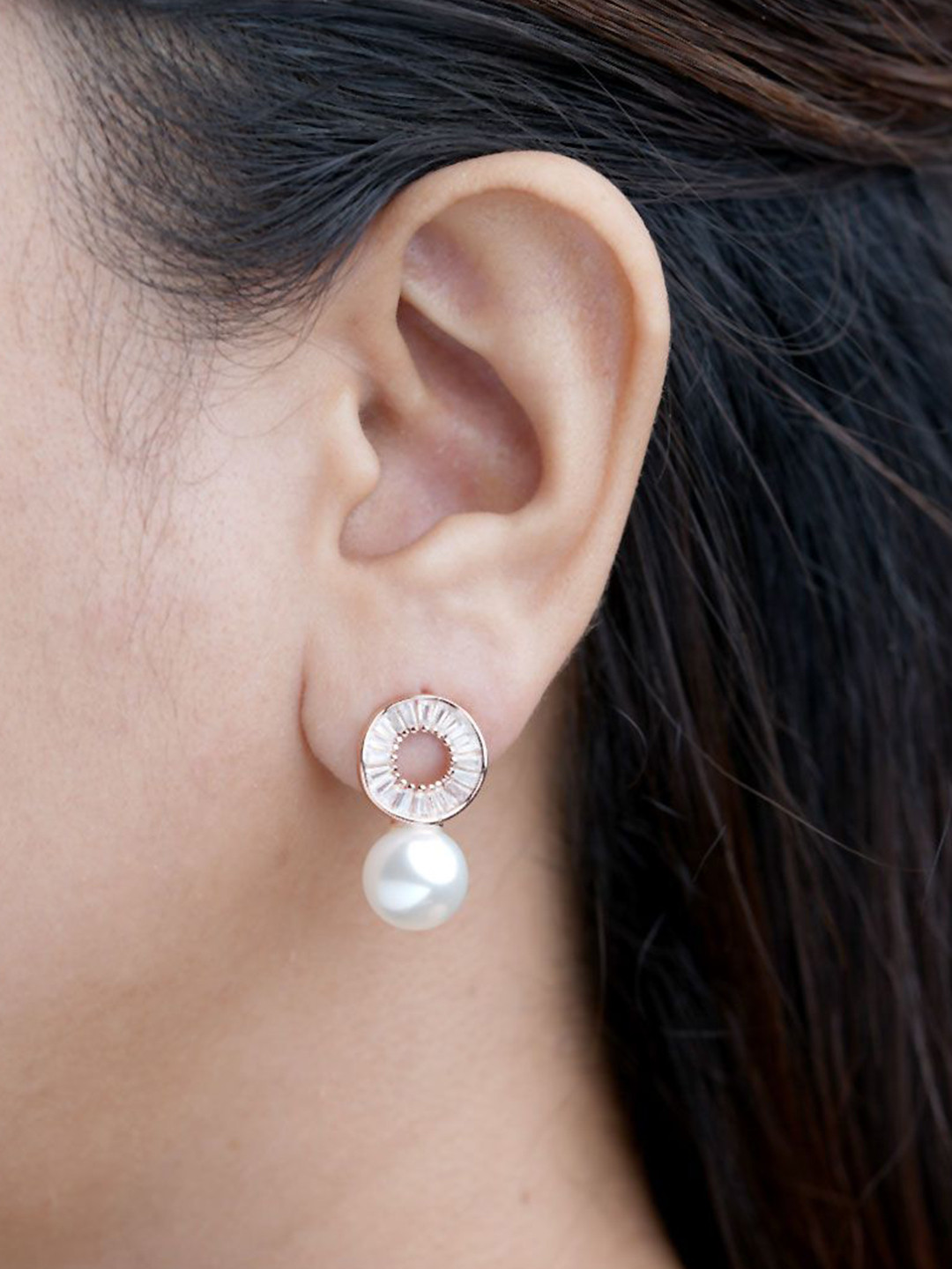 EZURR 925 Silver Floral Pearl Teardrop Earring