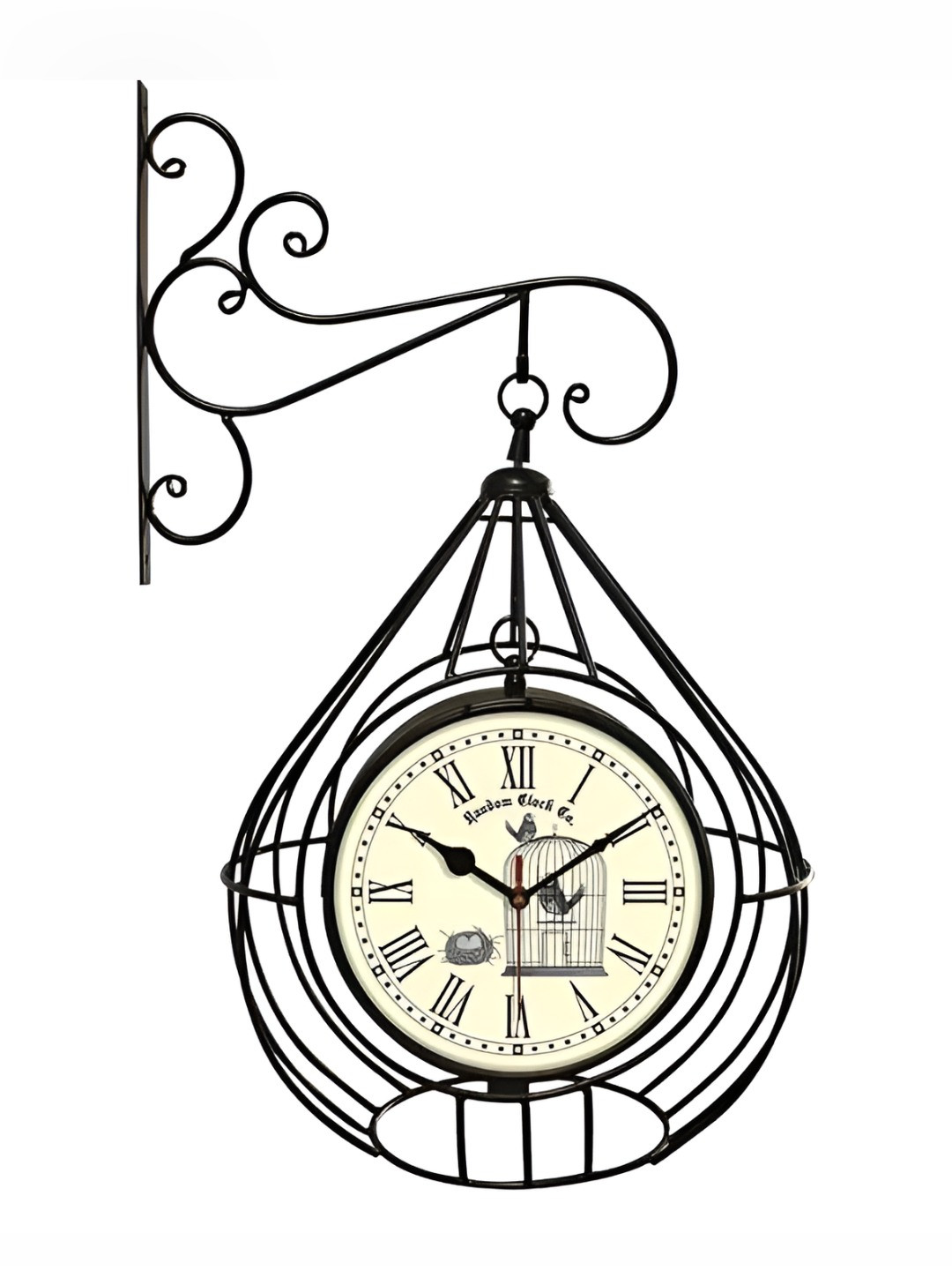 Nutts Black & Yellow Pinjara Double Sided Analogue Vintage Wall Clock