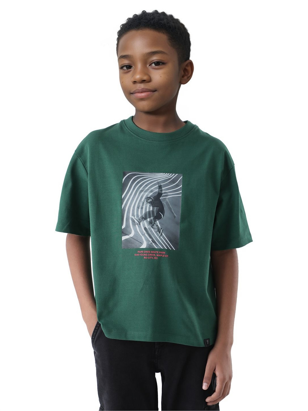RARE ONES Boys Skate Graphic Printed Cotton Boxy T-shirt