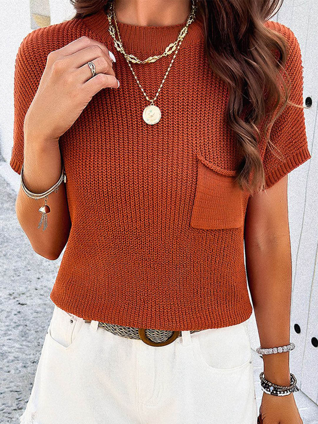 JC Mode Women Ribbed Boat Neck Top