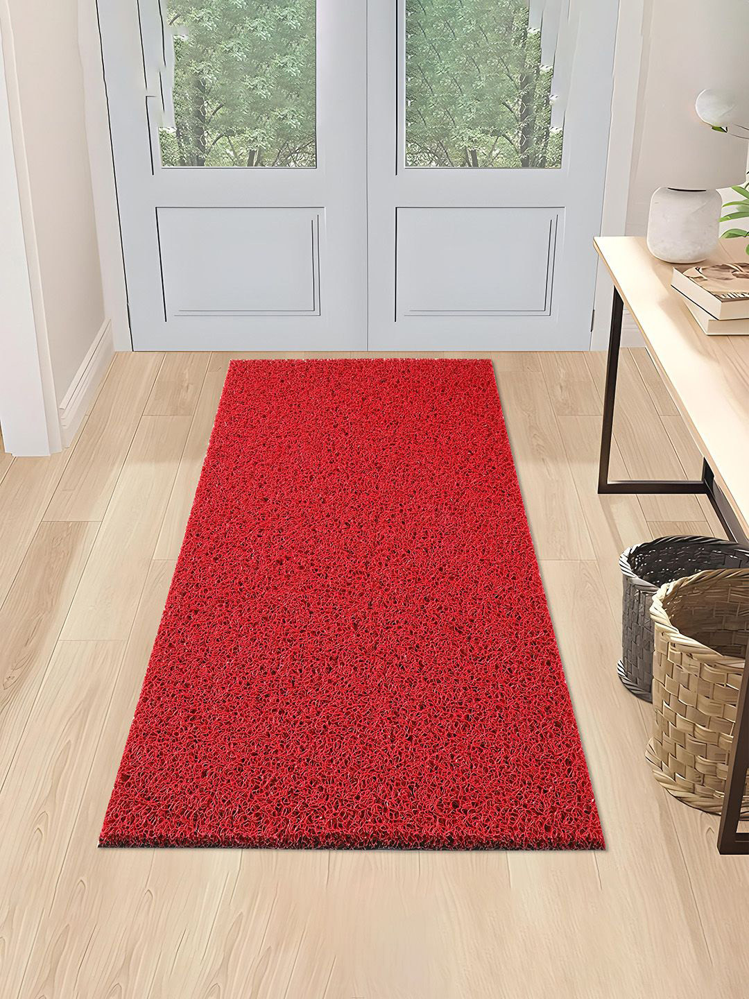 Kuber Industries Red Water Absorbing Door Mat