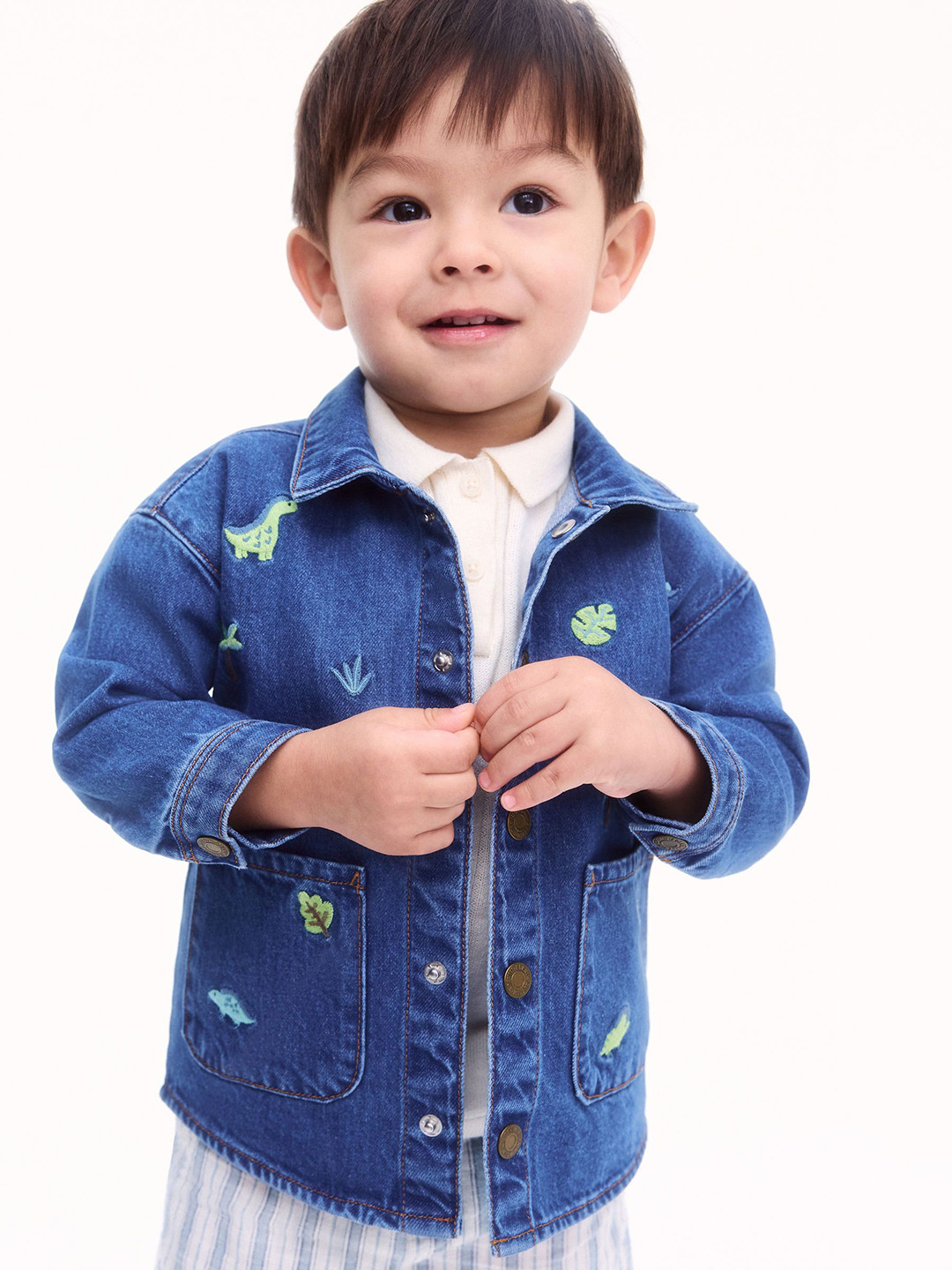 H&M Embroidery-Detail Denim Shacket