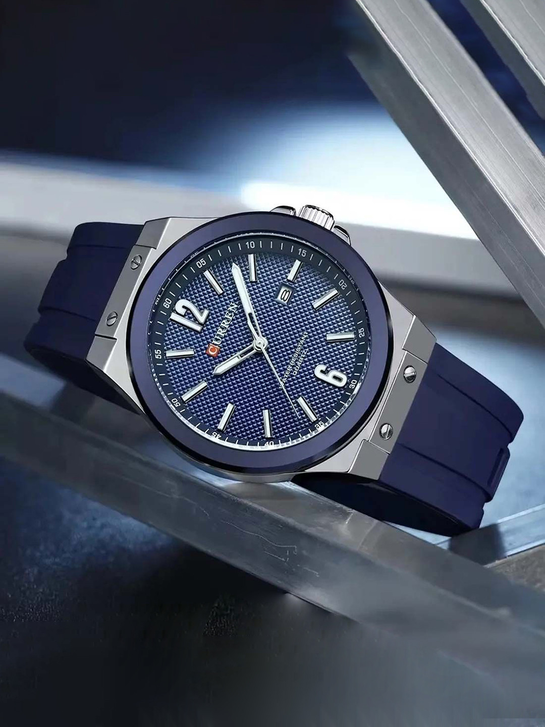 Curren Men Brass Dial & Bracelet Style Straps Analogue Watch CR-8467-Blue