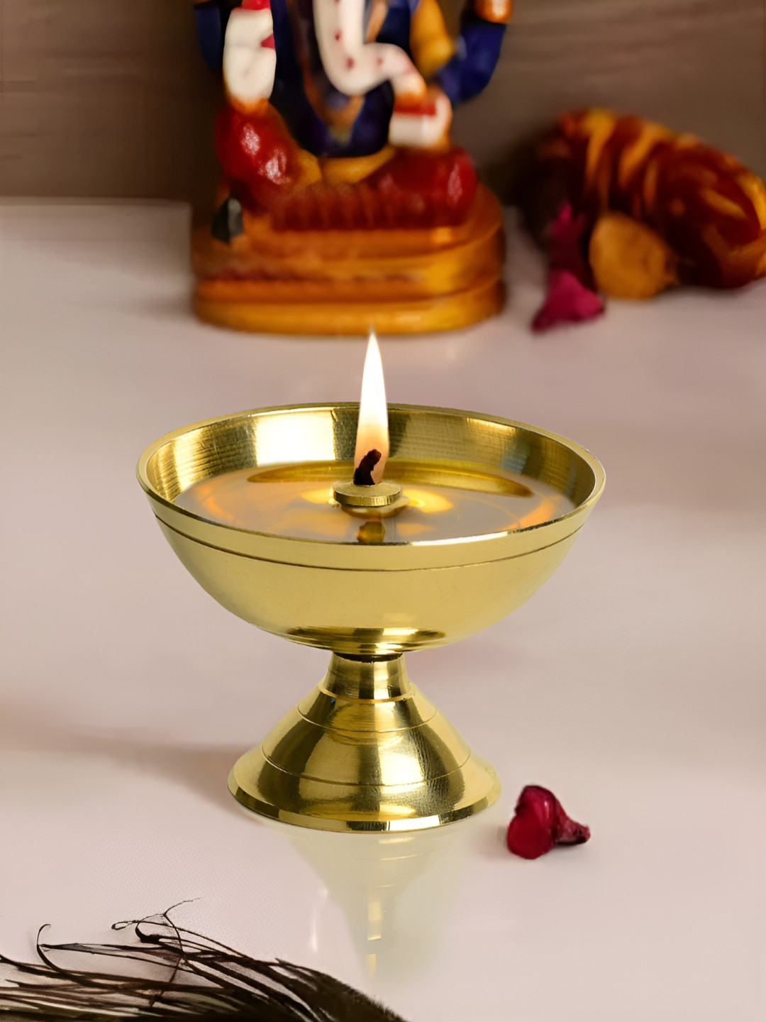 StyleMyWay Gold Toned Akhand Jyoti Pooja Diya