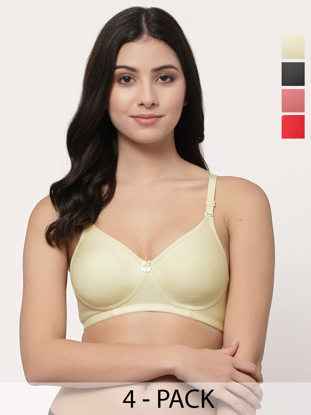 College Girl cg1301 Women Pack of 4  Full Coverage Seamless Non Padded T Shirt Bra