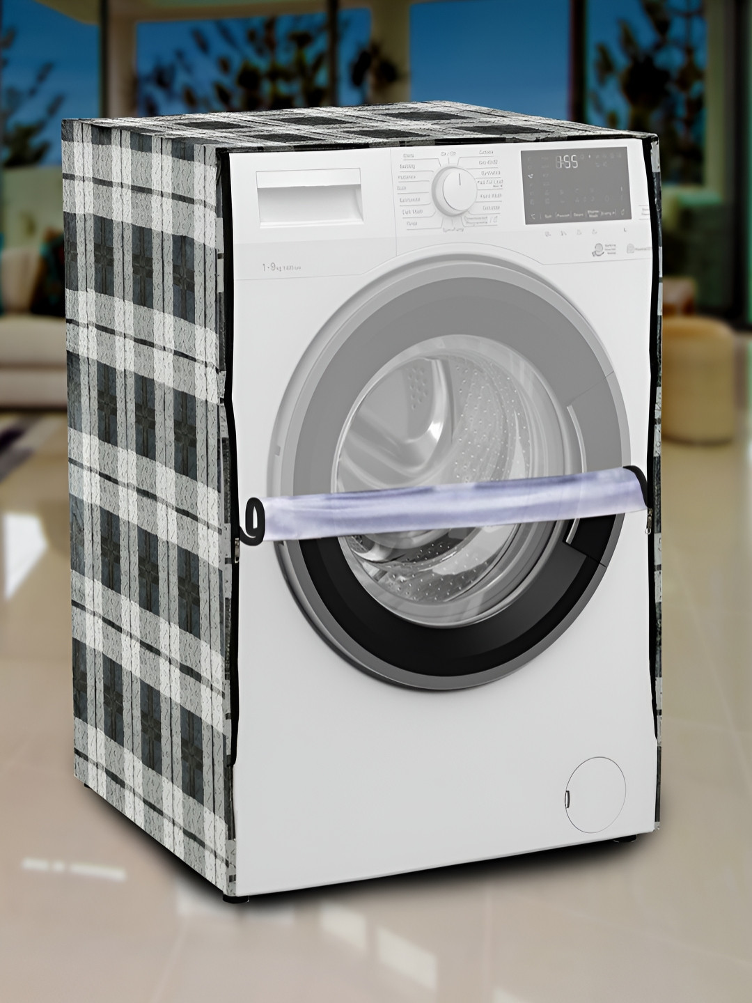 KANUSHI INDUSTRIES Cortina black & white Printed Washing machine  Covers