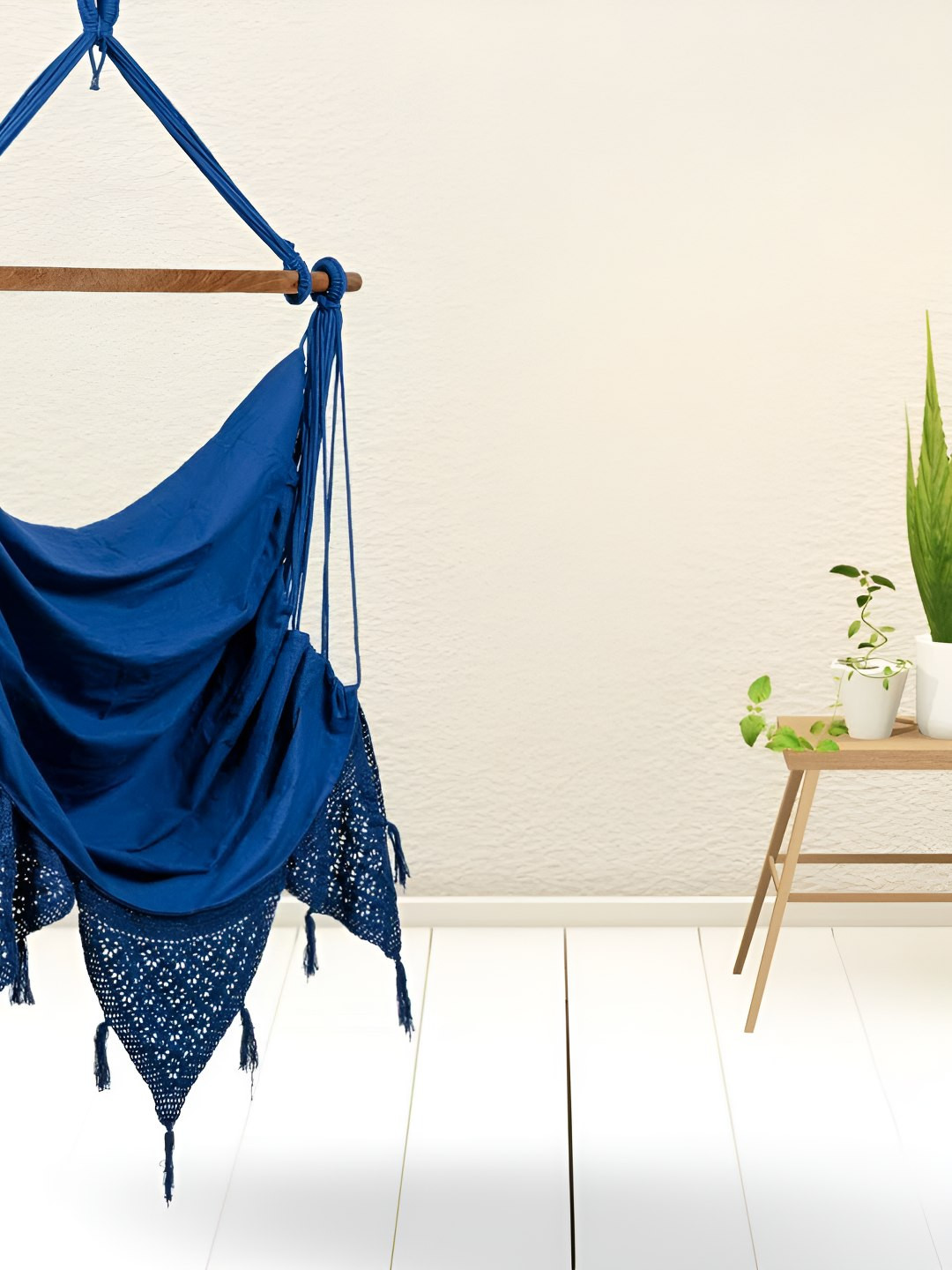 Swingzy Blue Hammock Cotton Cloth Swing Hanging Swing WithCushion