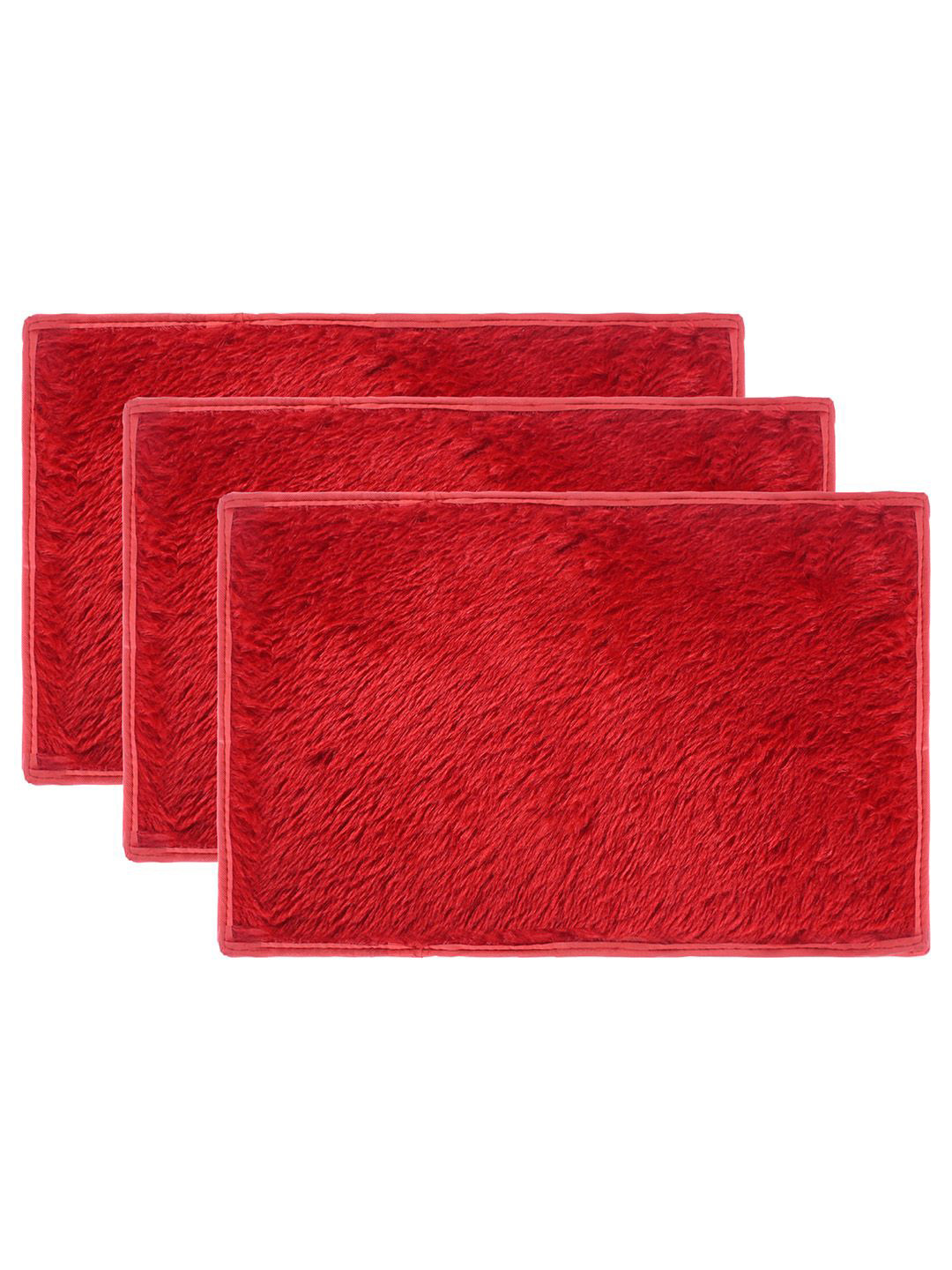 Kuber Industries Red 3 Pieces Anti Skid Mat Bath Rugs