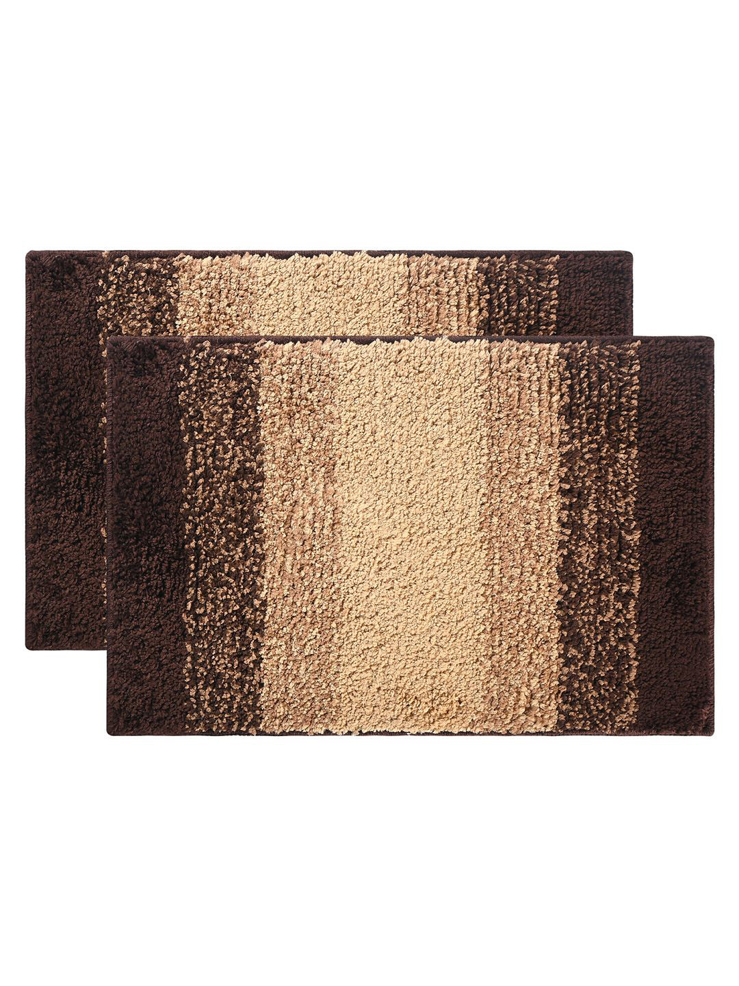 Kuber Industries Brown & Cream Coloured 2 Pieces Anti Skid Mat For Bathroom
