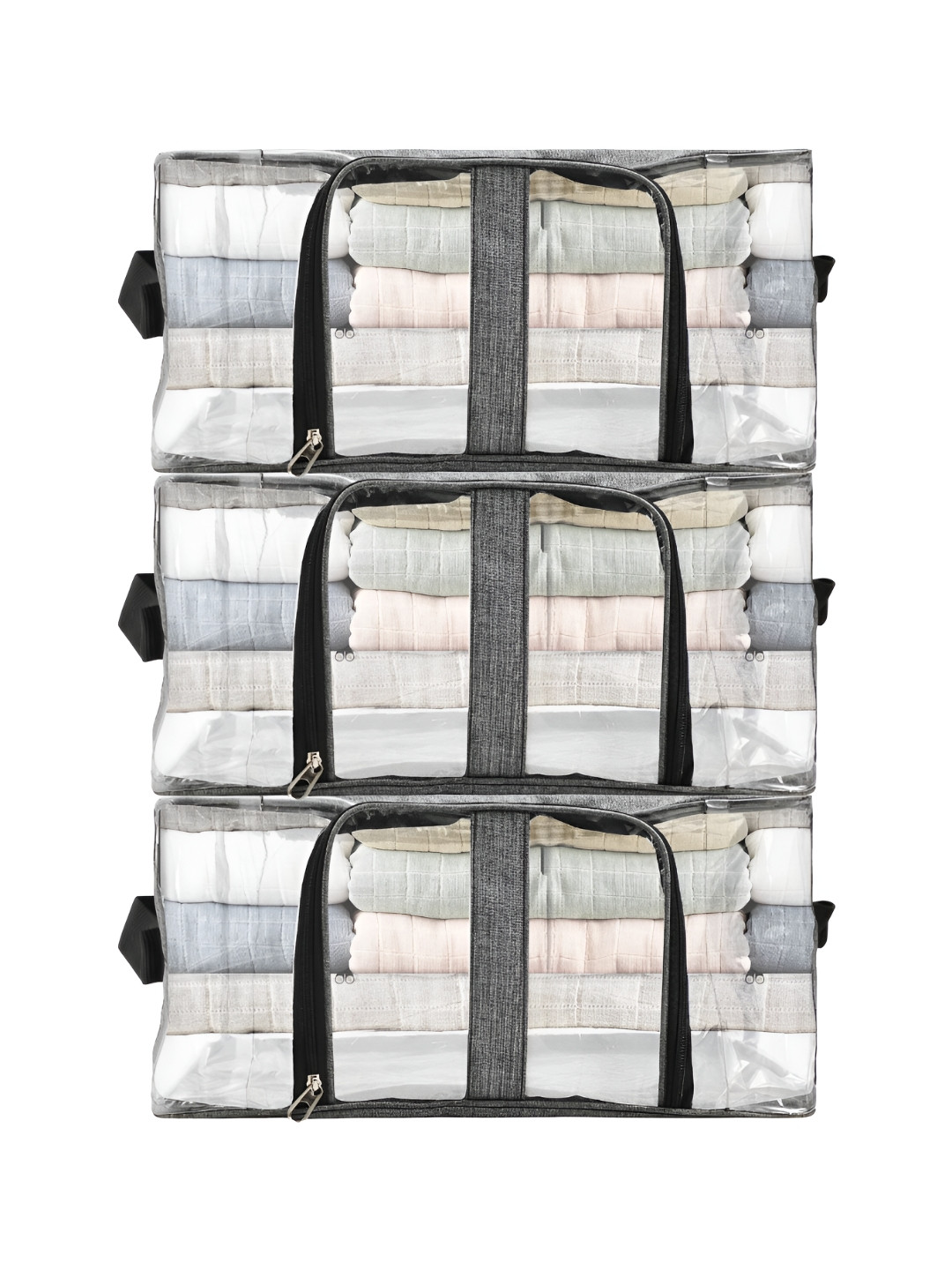 Panchhi Store Grey 3 Pieces Reusable Multi-Utility Organisers