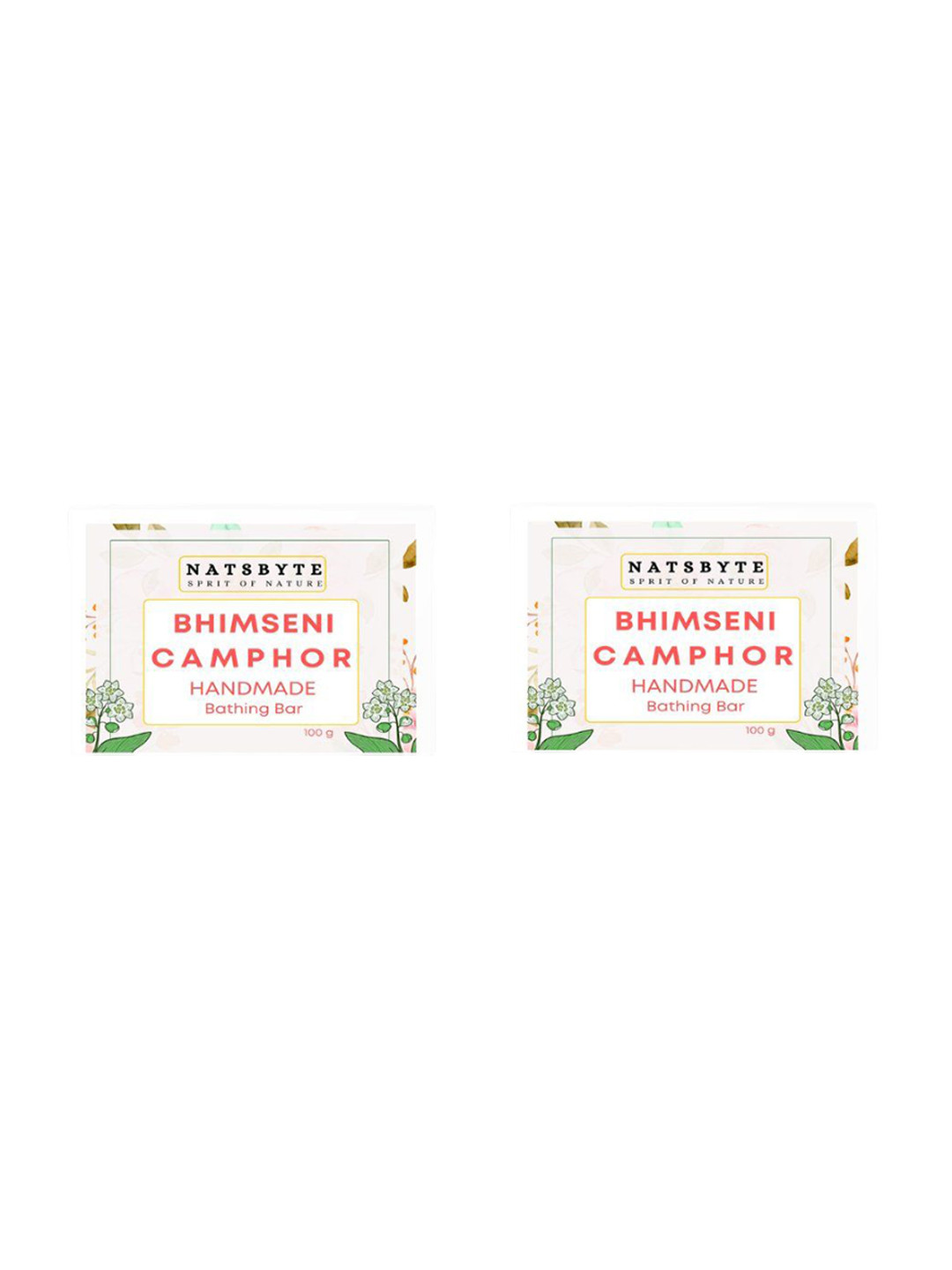 NATSBYTE Set Of 2 100 % Natural Bhimseni Camphor Bathing Bar - 120 g Each