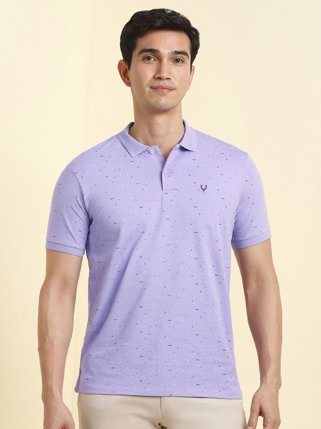 Allen Solly Men Polka Dot Printed Polo Collar Pockets T-shirt